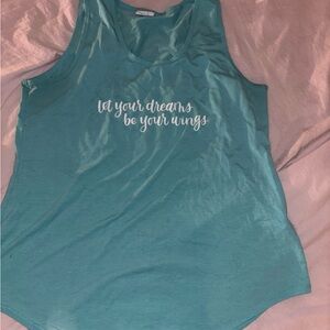 LuLaRoe Teal Tank Top with Motivational Text
